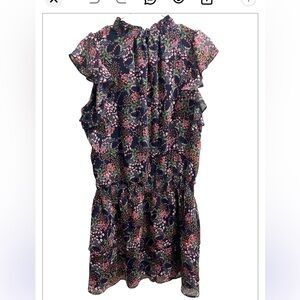 1 State Size L Pink & Navy Floral Cinched Waist Mini with Ruffle Sleeves